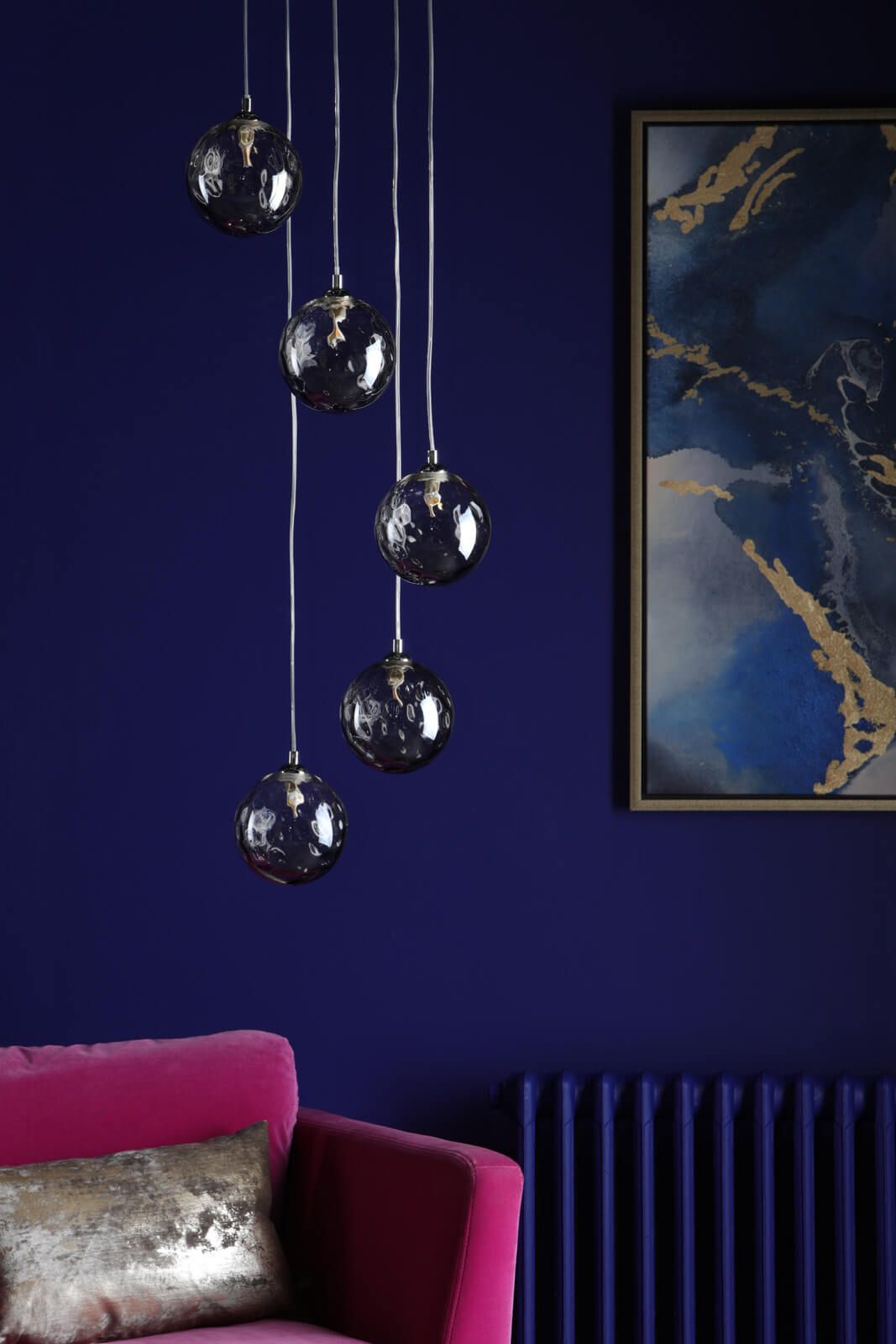 Federico 5 Light Cluster Pendant Polished Chrome With Smoked Dimpled Glass