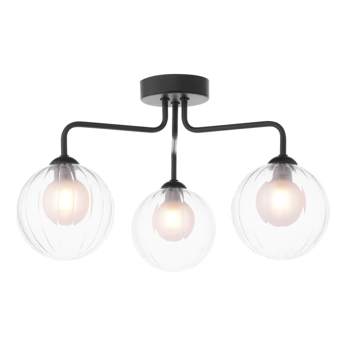 Feya 3 Light Semi Flush Matt Black With Clear/Opal Glass