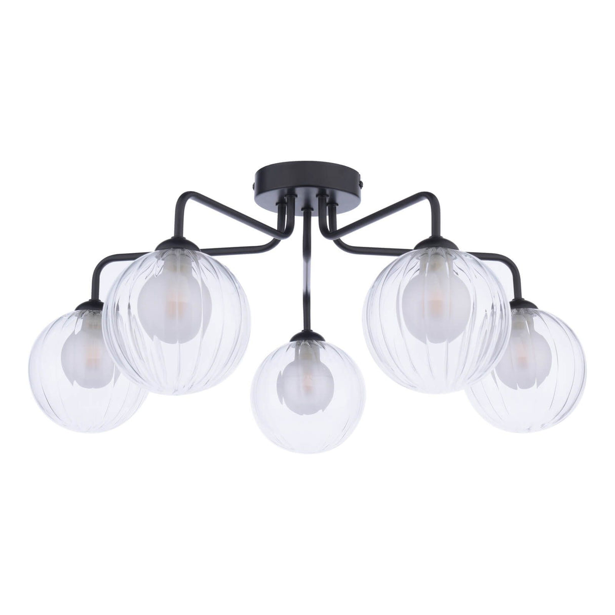 Feya 5 Light Semi Flush Matt Black With Clear/Opal Glass