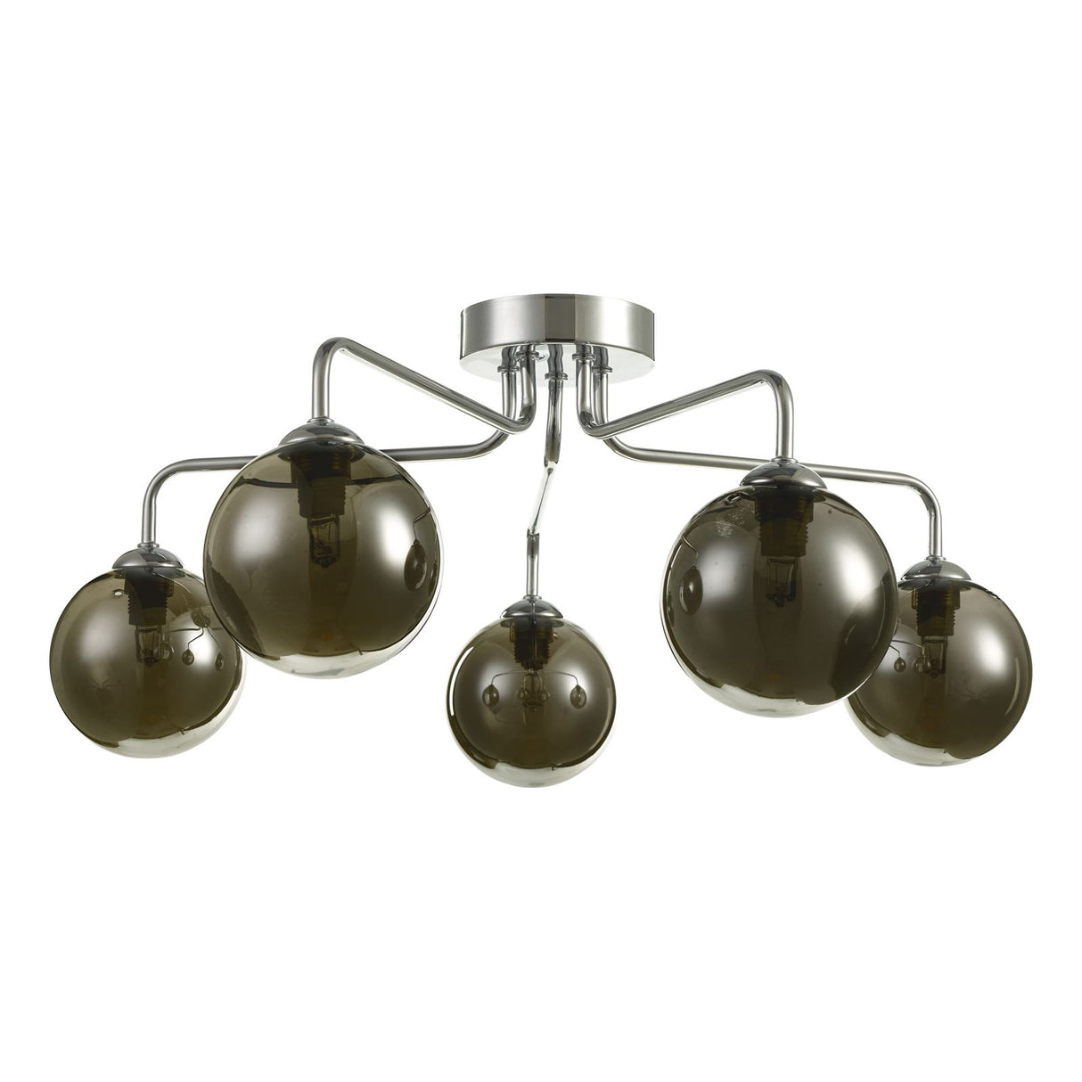 Feya 5 Light Semi Flush Polished Chrome With Smoked Glass