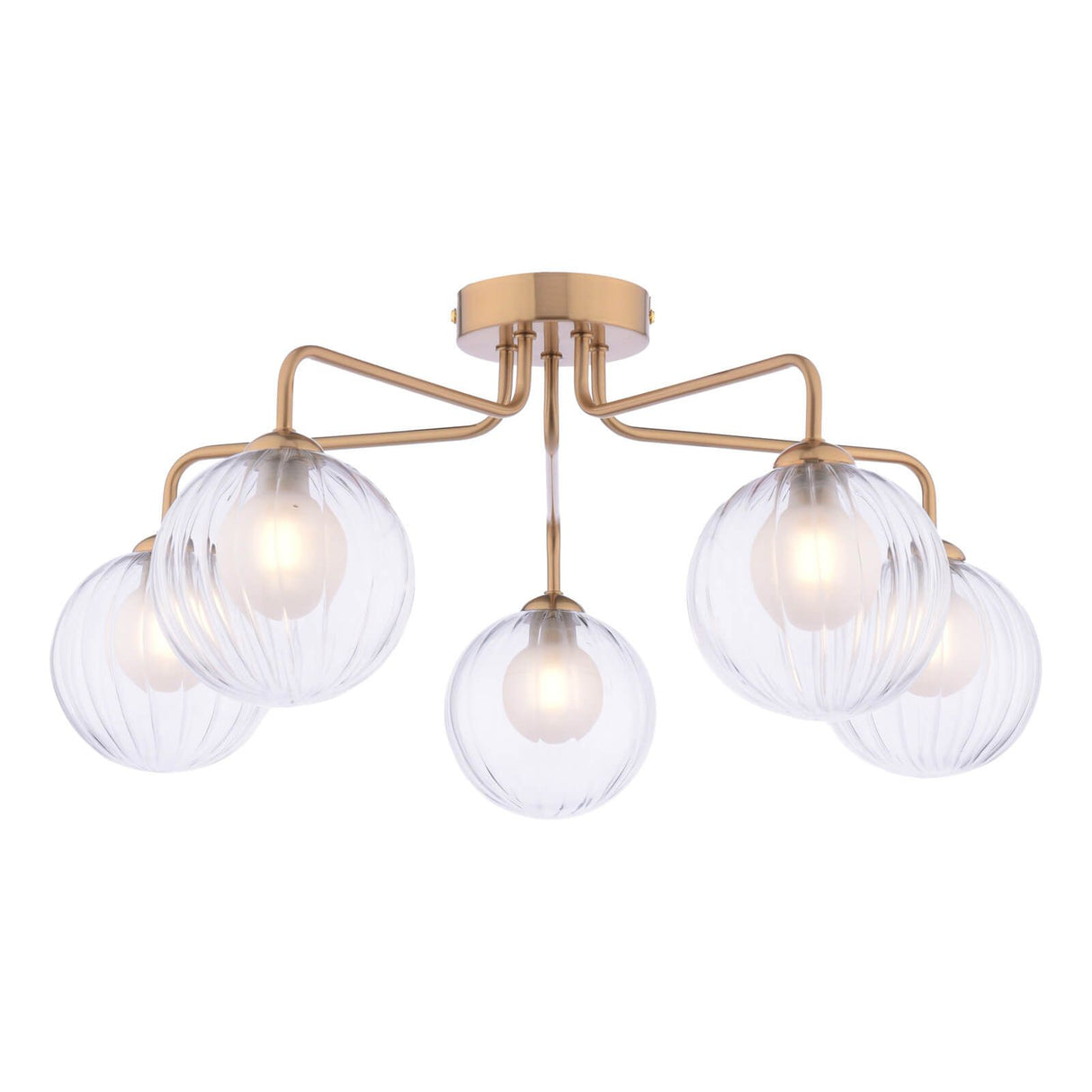 Feya 5 Light Semi-Flush Antique Bronze With Clear/Opal Glass