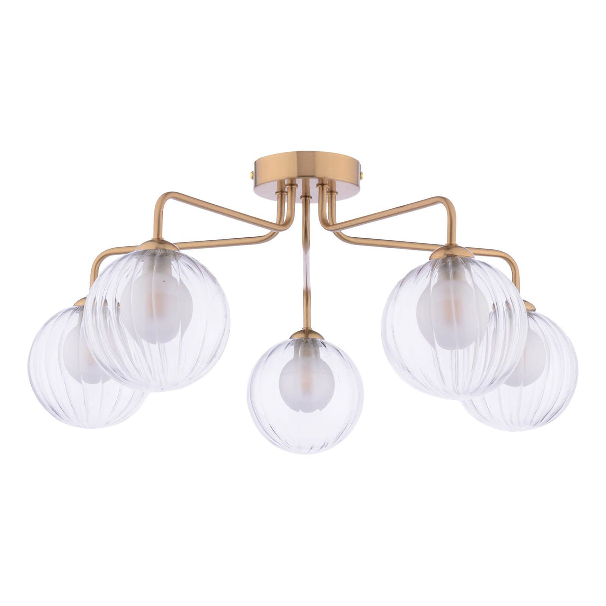 Feya 5 Light Semi-Flush Antique Bronze With Clear/Opal Glass