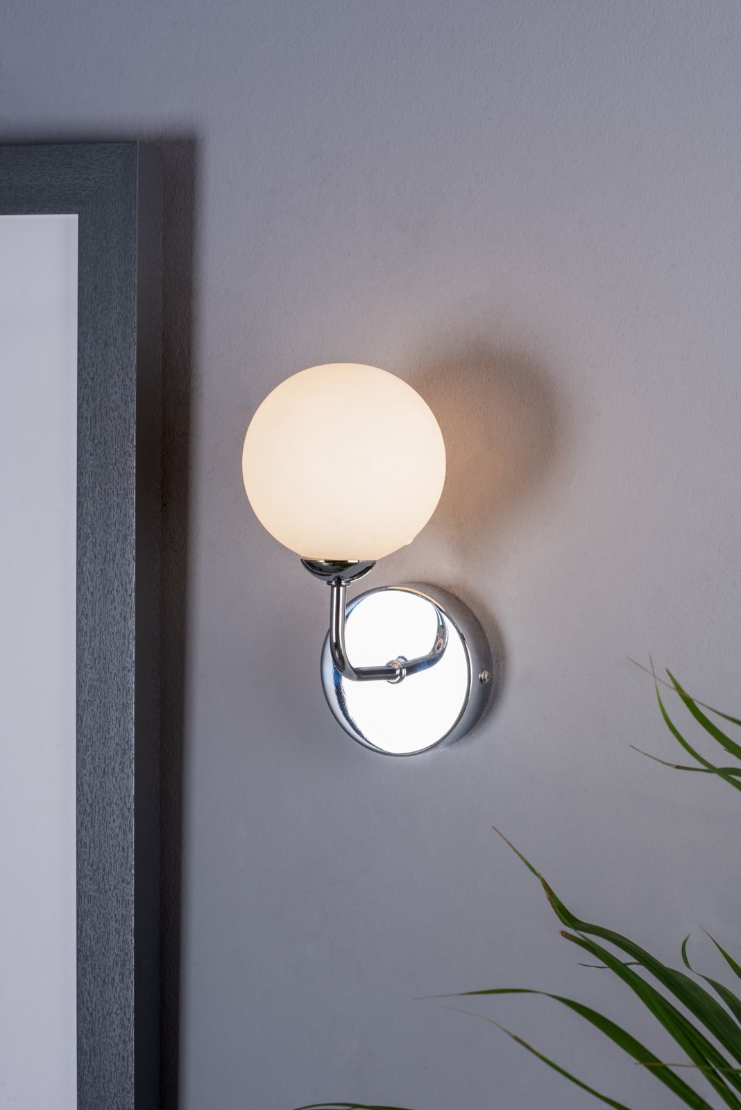 Feya Wall Light Polished Chrome With Opal Glass