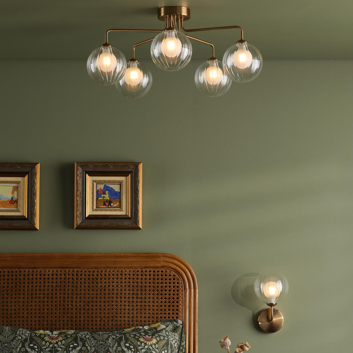 Feya Wall Light Antique Bronze With Clear/Opal Glass