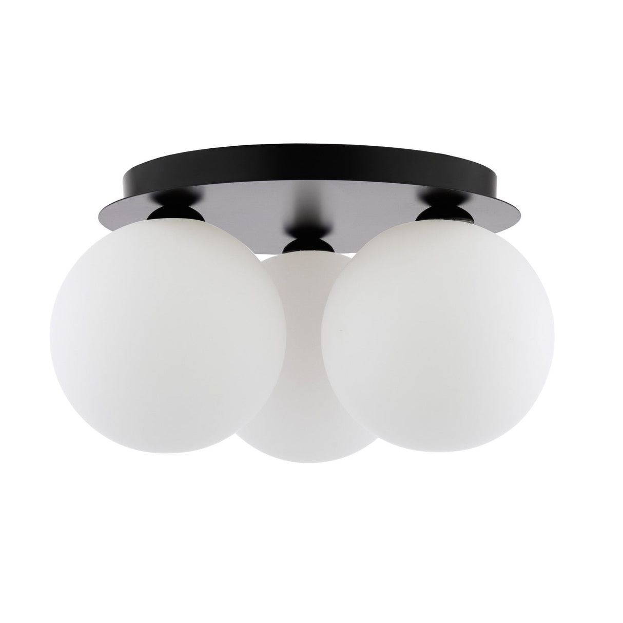 Foley 3 Light Flush Matt Black With Opal Glass