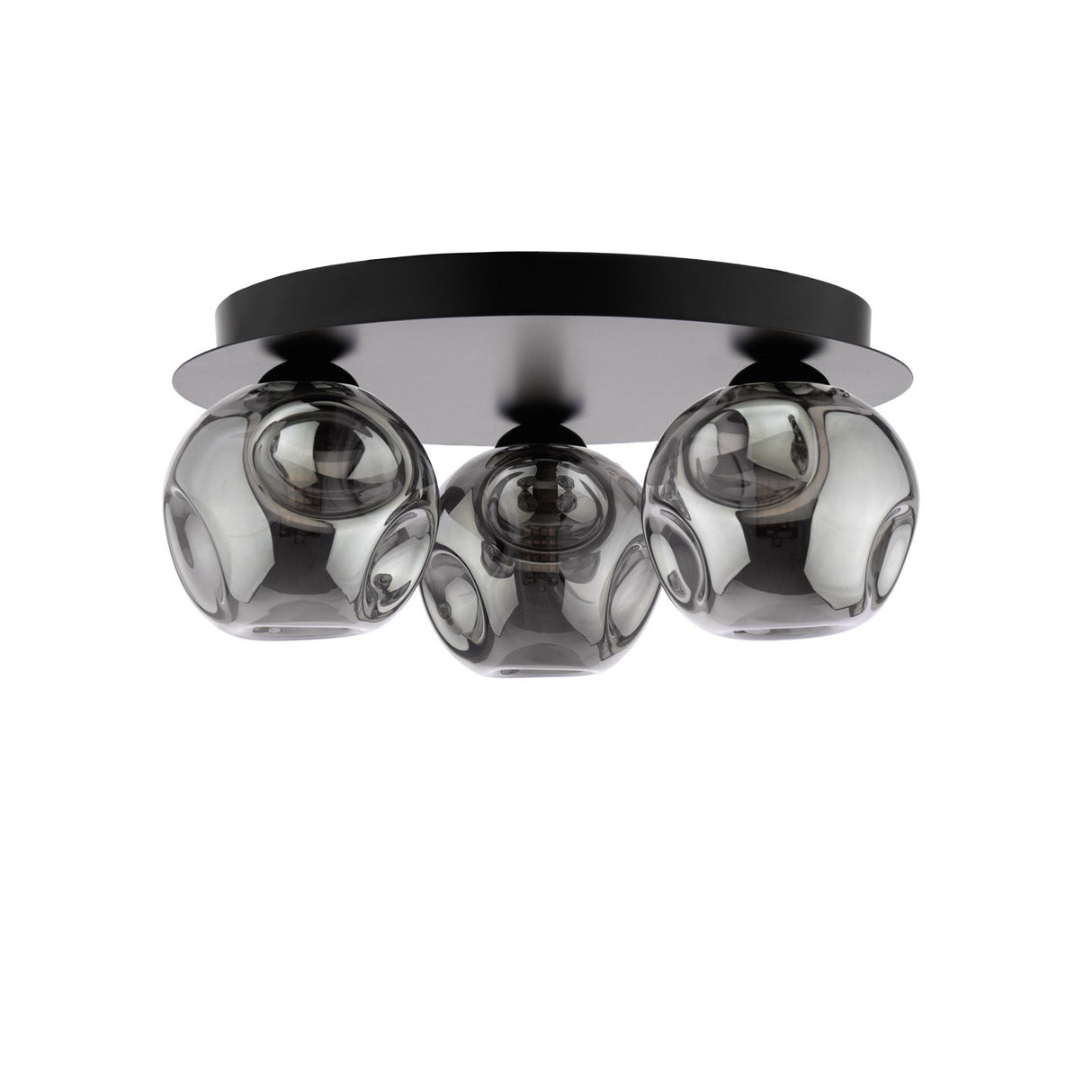Foley 3 Light Flush Matt Black With Closed Organic Smoked Glass