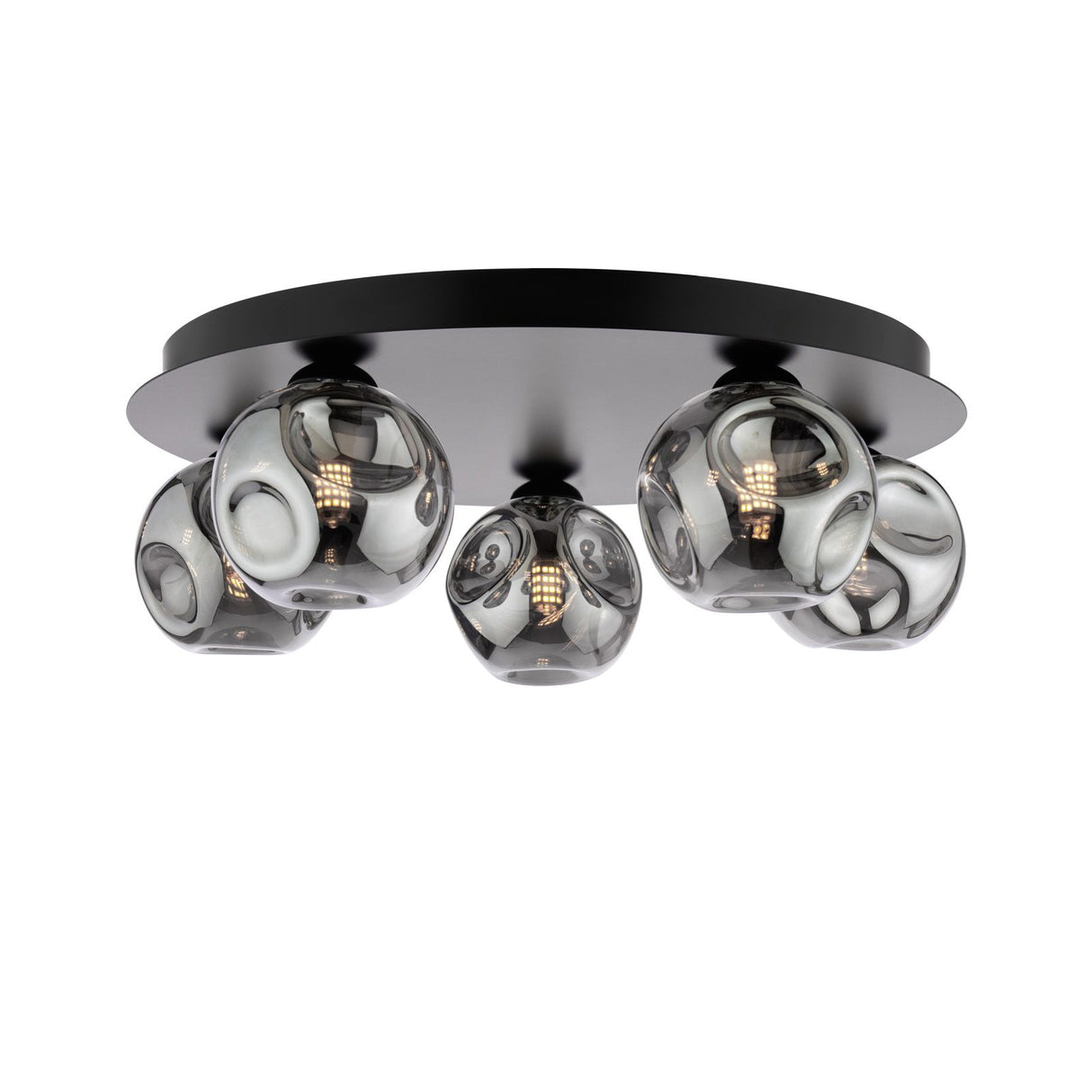 Foley 5 Light Flush Matt Black With Closed Organic Smoked Glass