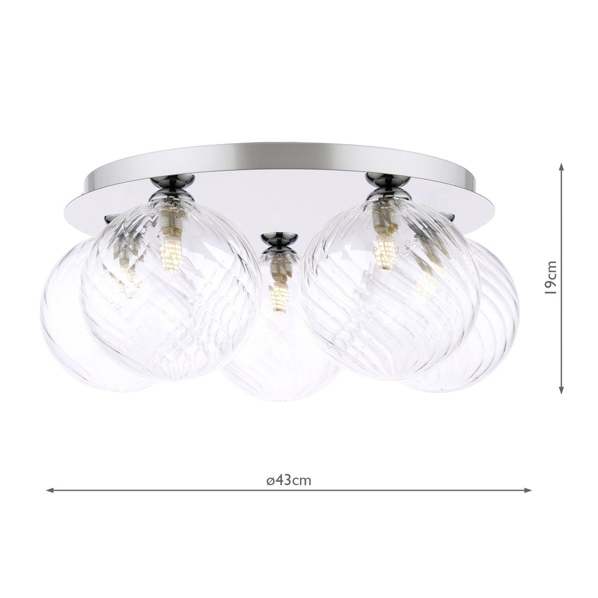 Foley 5 Light Flush Polished Chrome With Closed Glass