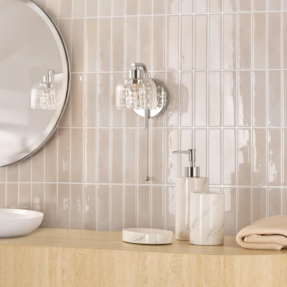 Forseti Bathroom Wall Light Polished Chrome and Glass IP44