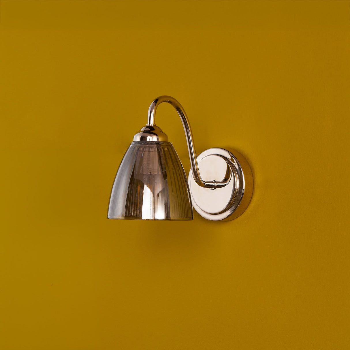 Glynis Wall Light Polished Nickel and Smoked Ribbed Glass