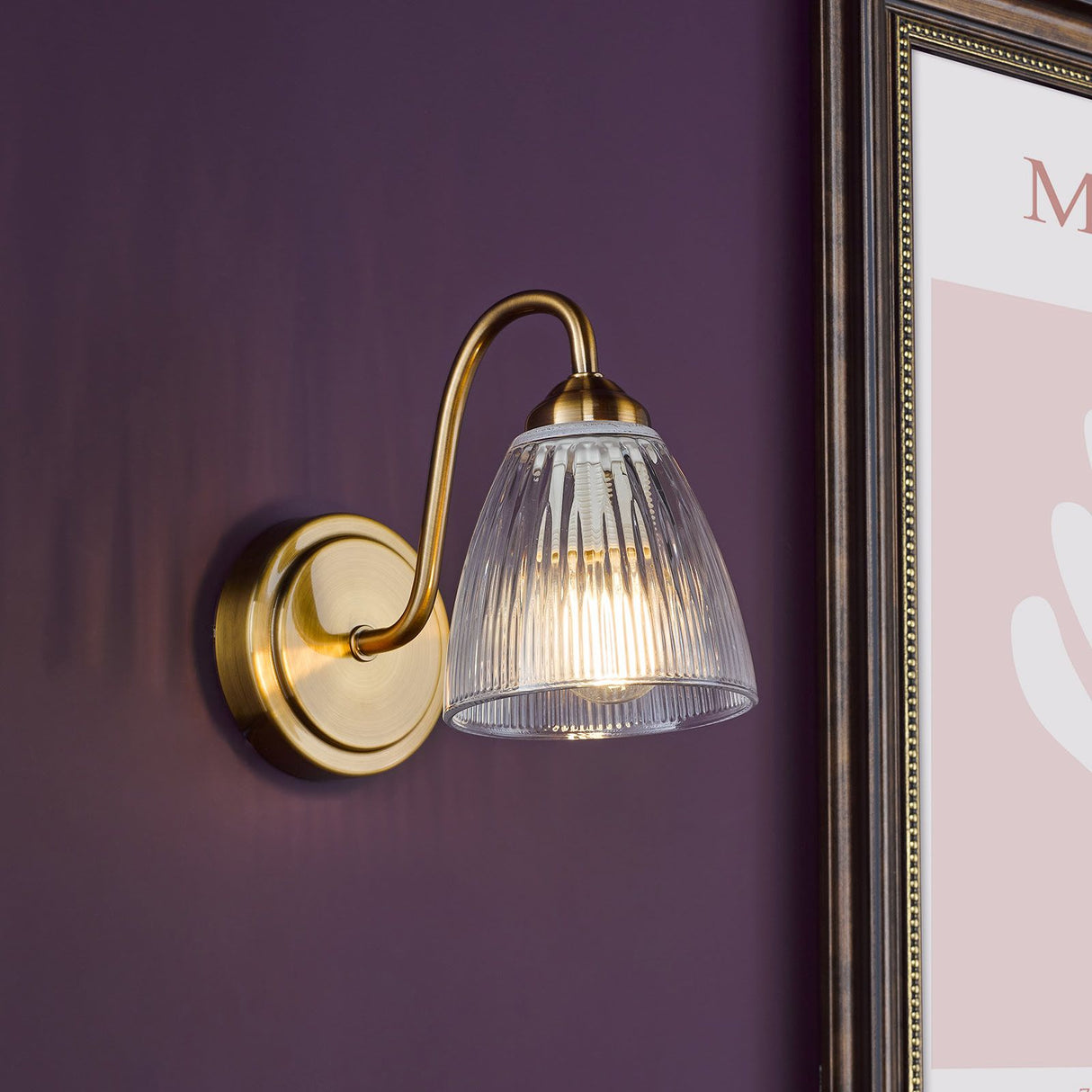 Glynis Wall Light Antique Bronze and Ribbed Glass