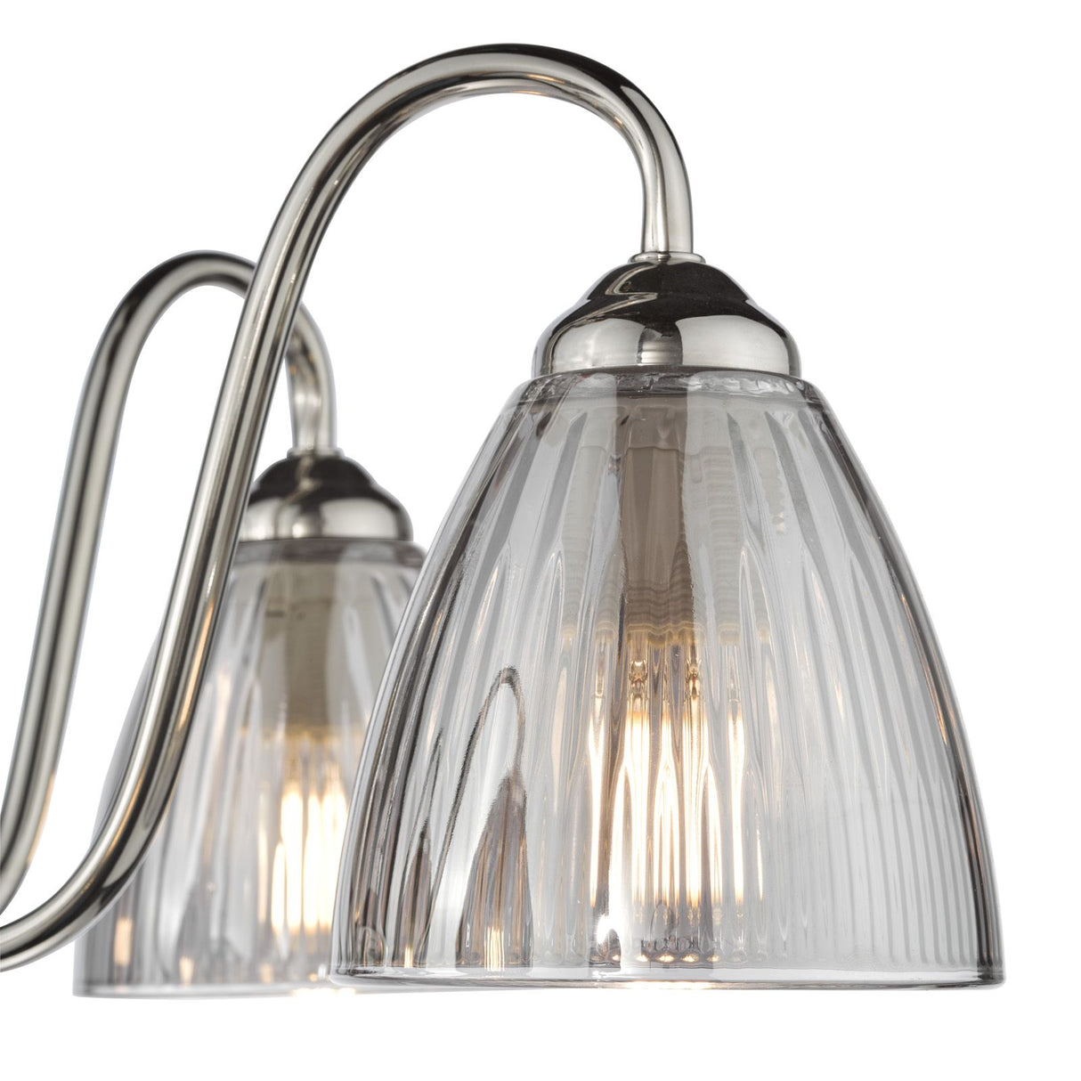 Glynis 5 Light Semi-Flush Polished Nickel and Smoked Ribbed Glass