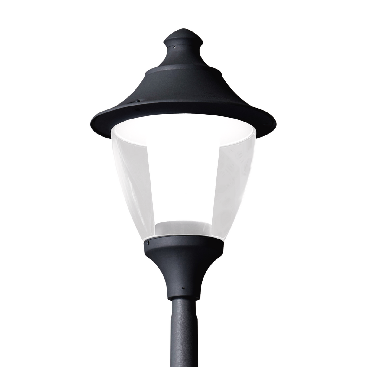 Gino 400 New Lot 50W E27 HighPower LED 4000K Assembled, Modern Pedestal Lantern, Black/Clear