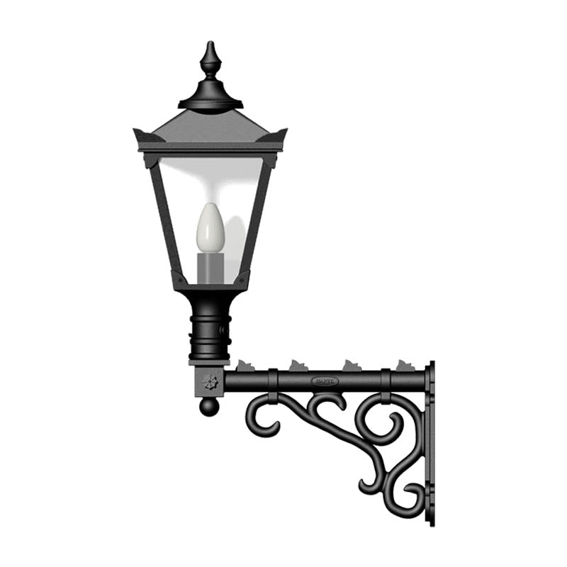 Victorian traditional cast iron wall light with decorative arm 0.97m (H041)