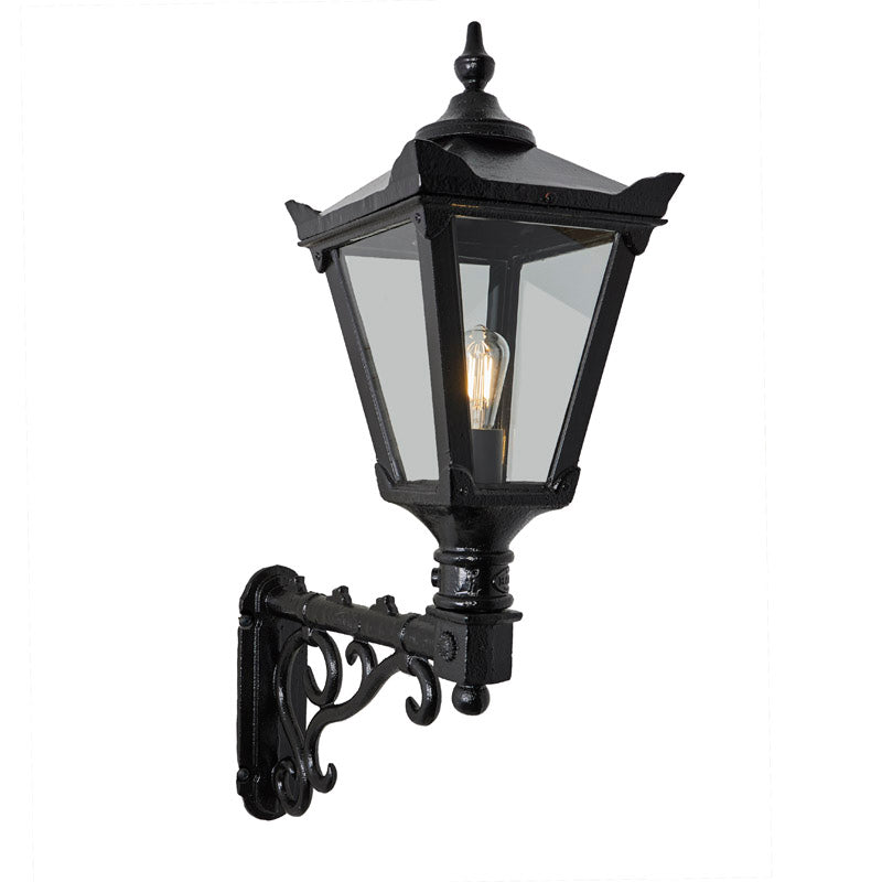 Victorian traditional cast iron wall light with decorative arm 0.97m (H041)