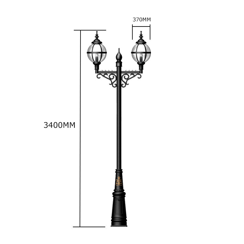 Victorian style globe lamp post double headed in cast iron 3.4m (H232)