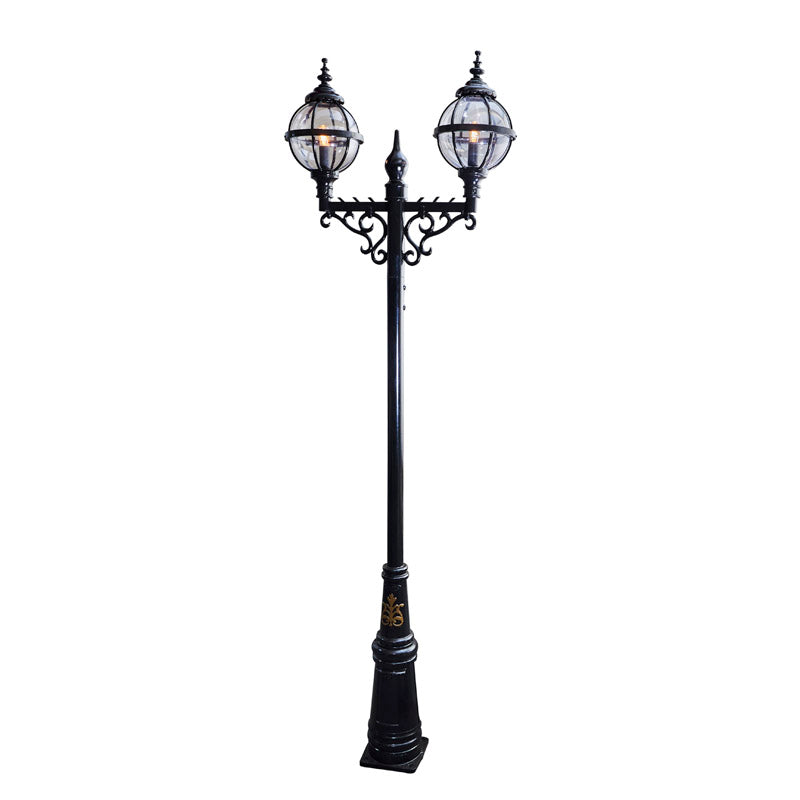 Victorian style globe lamp post double headed in cast iron 3.4m (H232)