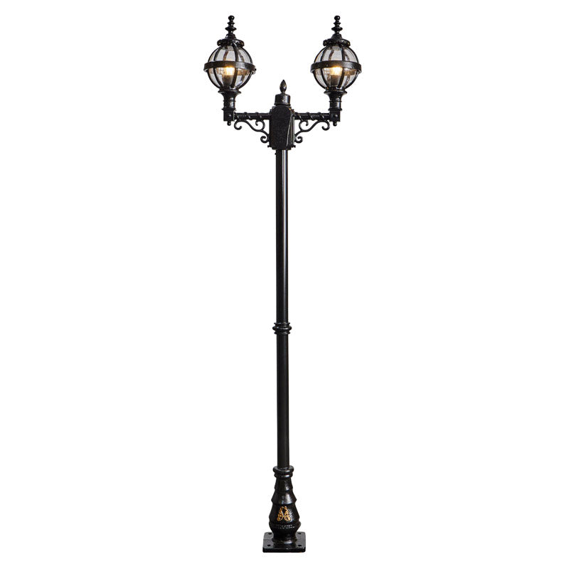 Victorian style globe lamp post double headed in cast iron 2.47m (H236)