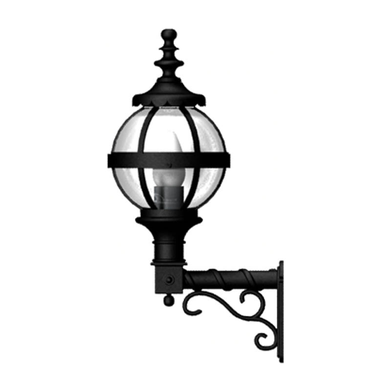 Victorian globe wall light in cast iron with decorative arm 0.59m (H243)