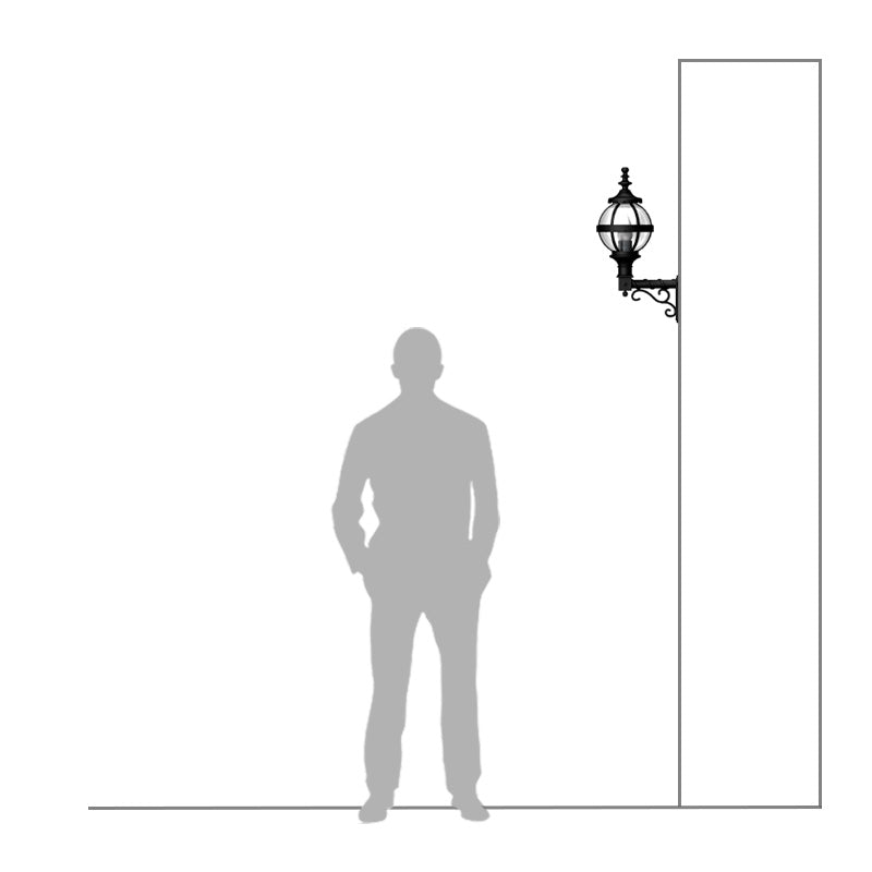 Victorian globe wall light in cast iron with decorative arm 0.59m (H243)