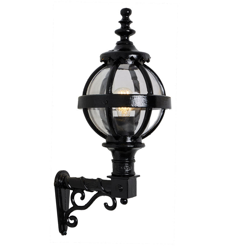 Victorian globe wall light in cast iron with decorative arm 0.59m (H243)