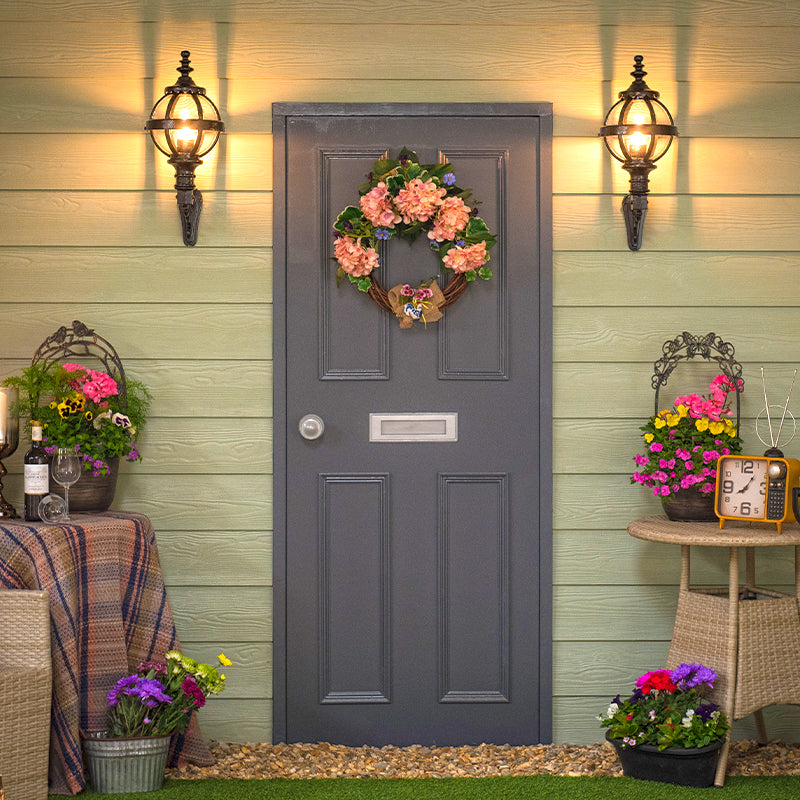 Victorian globe wall light in cast iron with decorative arm 0.59m (H243)