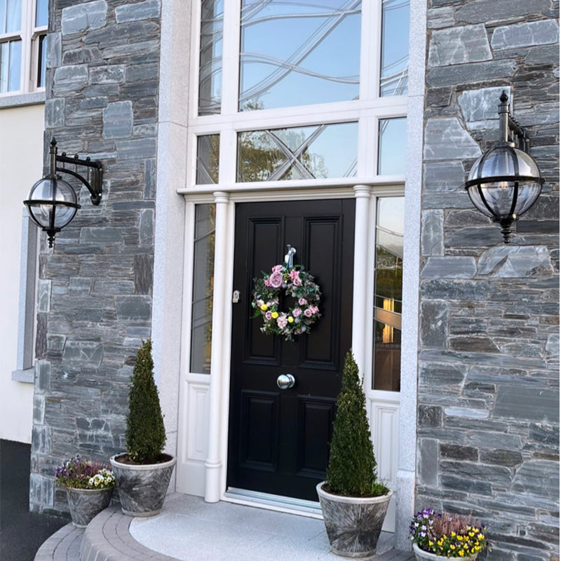 Victorian downturned globe wall light in cast iron 0.7m (H245)