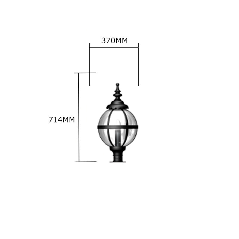 Victorian globe pier light in cast iron for narrow pier caps 0.71m (H253)