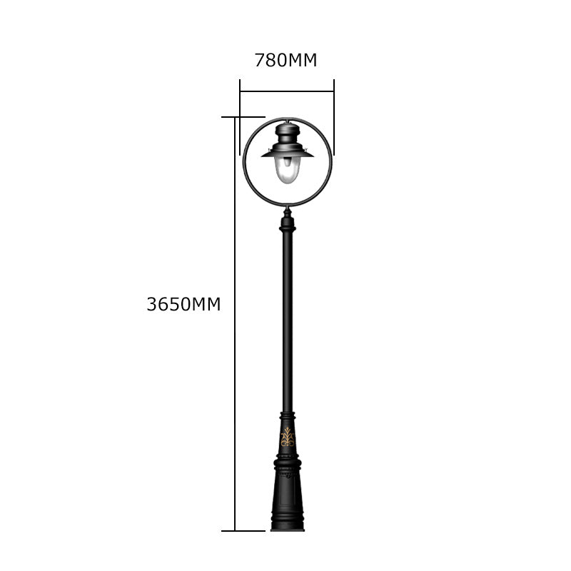 Classic railway style lamp post in cast iron and steel 3.65m (H311)