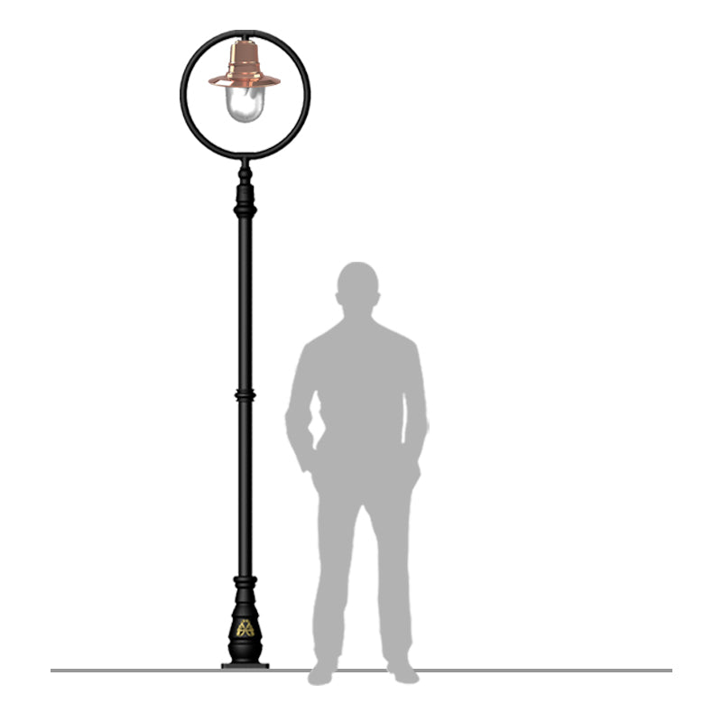 Copper railway style lamp post in cast iron and steel 2.73m (H316C)