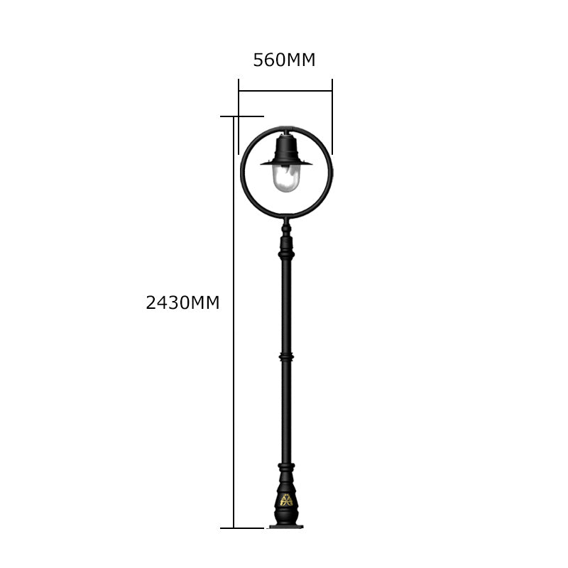 Classic railway style lamp post in cast iron and steel 2.43m (H317)