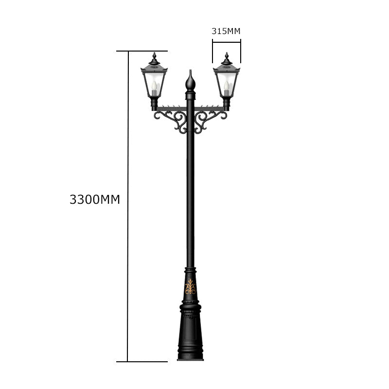 Victorian style large double headed lamp post 3.3m (H032)