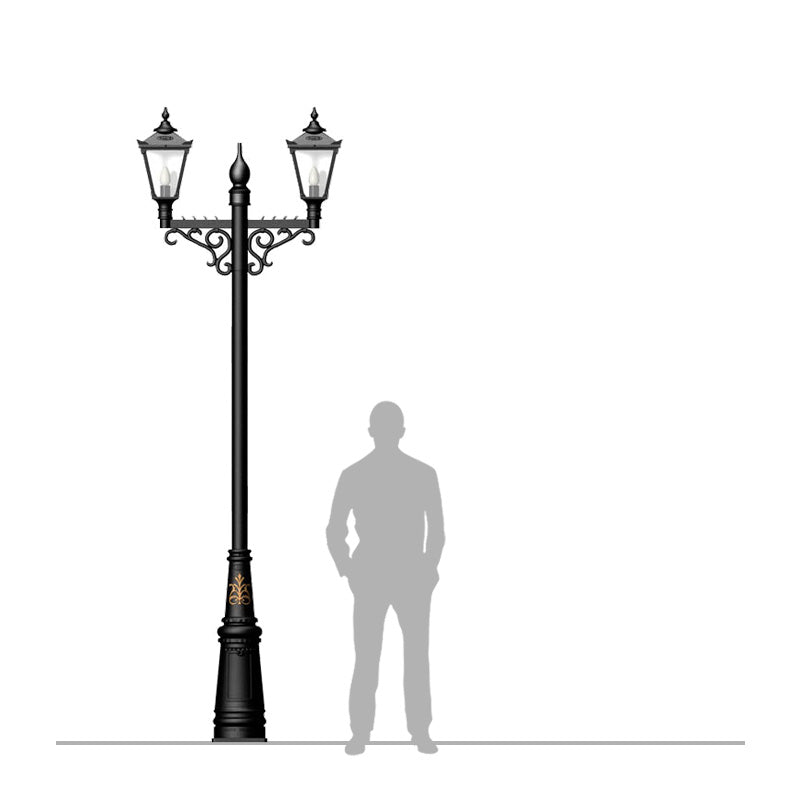 Victorian style large double headed lamp post 3.3m (H032)