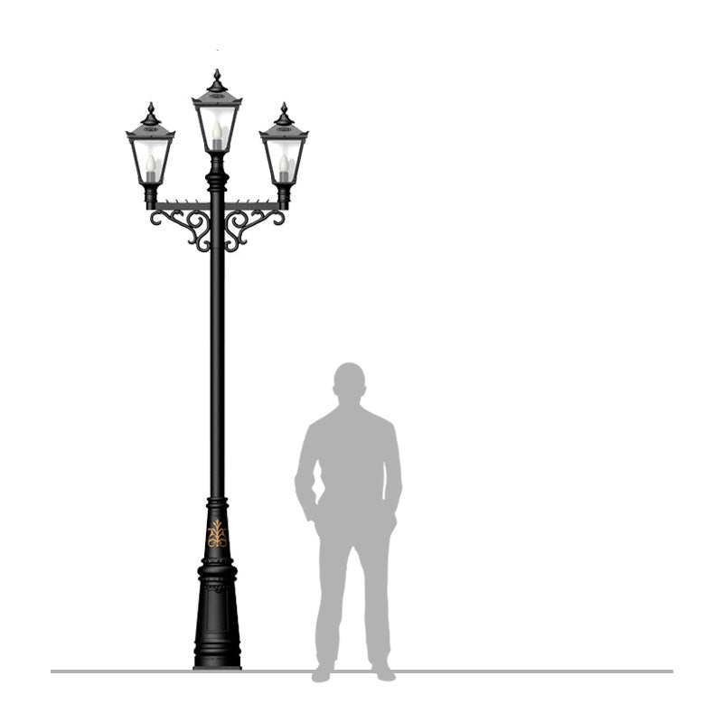Victorian style large triple headed lamp post 3.5m (H033)