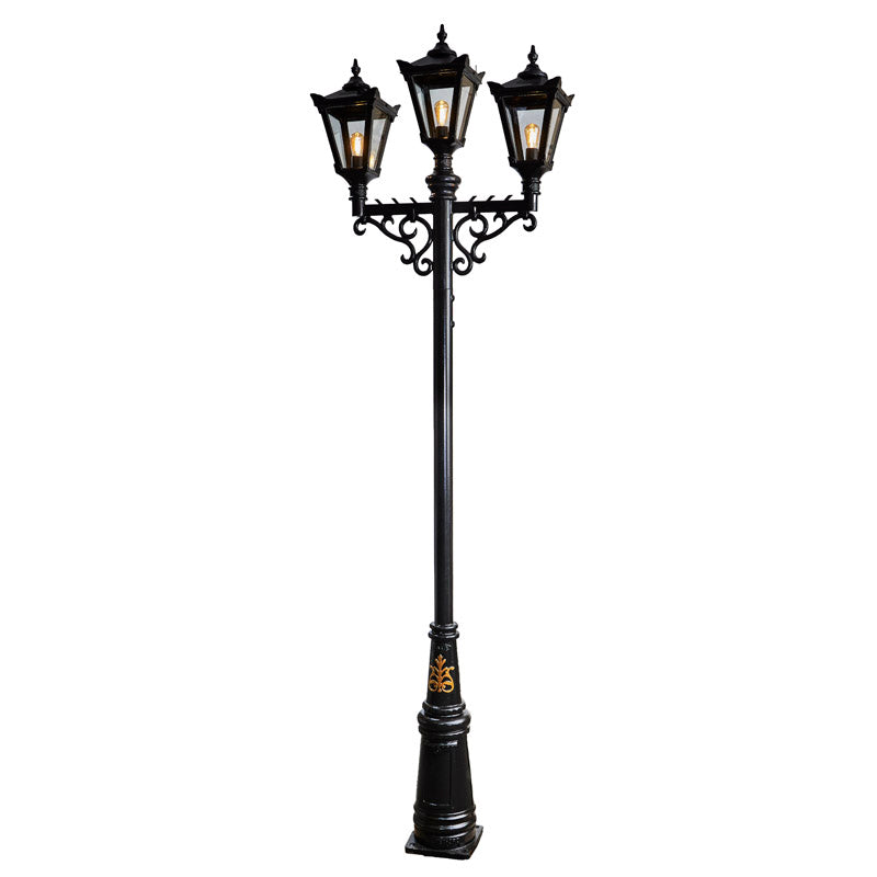 Victorian style large triple headed lamp post 3.5m (H033)