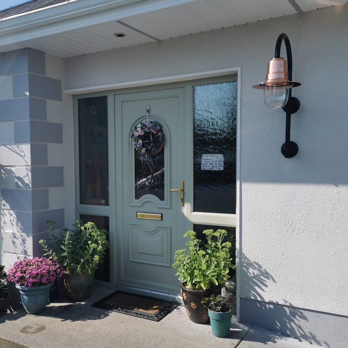 Vintage tear drop wall light in copper and steel 0.91m (H346C)