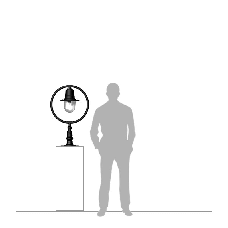 Copper railway style pier light for flat pier caps 0.89m (H351C)