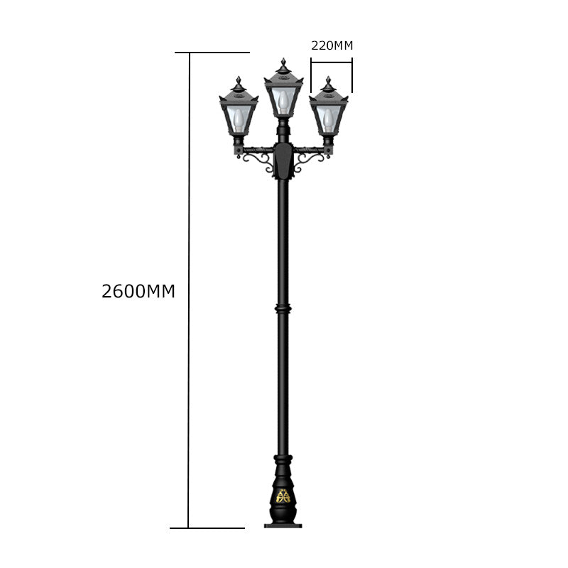 Victorian style medium triple headed lamp post 2.6m (H037)