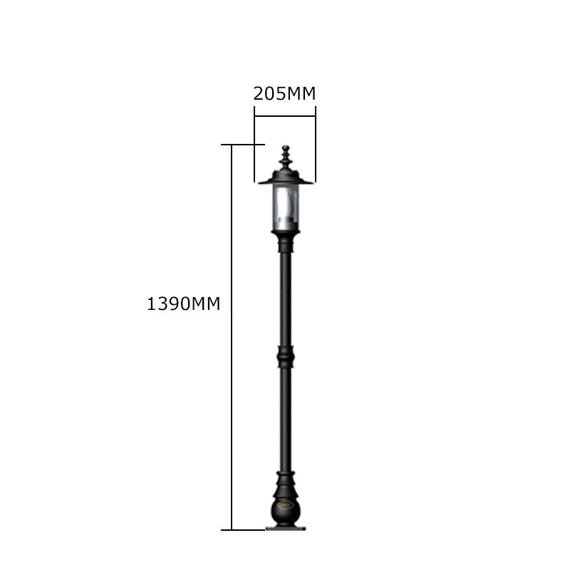Georgian style lamp post in cast iron and steel 1.39m (H404)