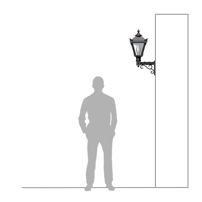 Victorian traditional cast iron wall light with decorative arm 0.58m (H043)