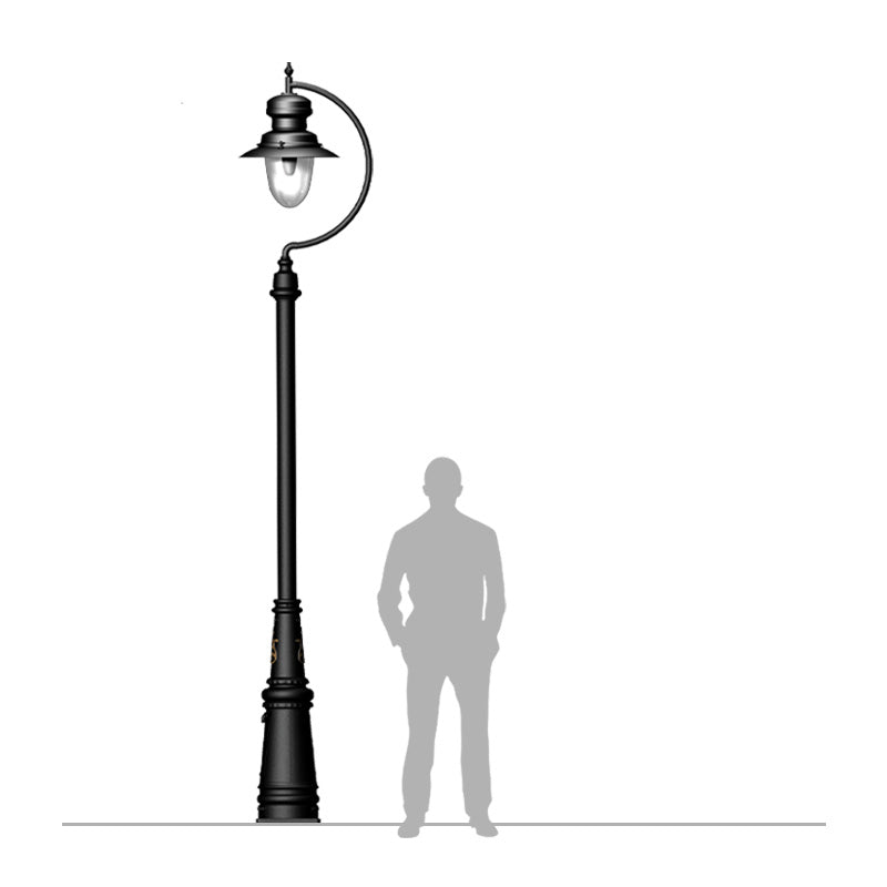 Vintage tear drop lamp post in cast iron and steel 3.7m (H501)