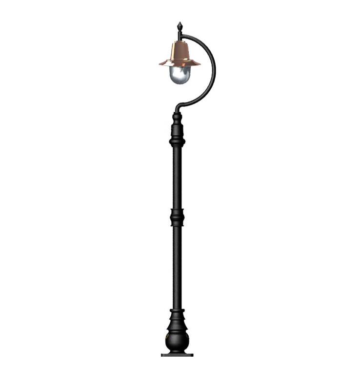 Vintage tear drop lamp post in copper, cast iron and steel 1.5m (H504C)