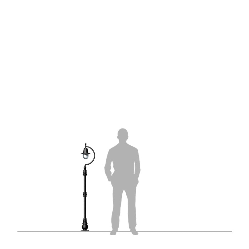 Vintage tear drop lamp post in cast iron and steel 1.5m (H504)