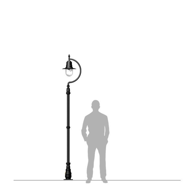 Vintage tear drop lamp post in copper, cast iron and steel 2.8m (H506C)