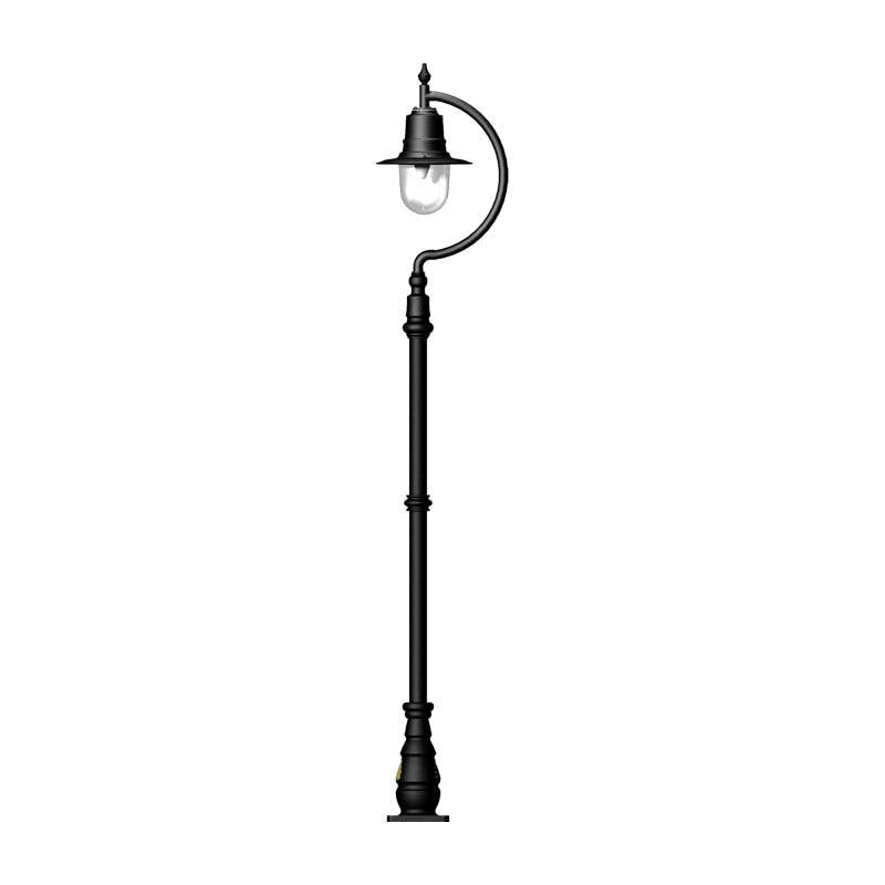 Vintage tear drop lamp post in cast iron and steel 2.5m (H507)