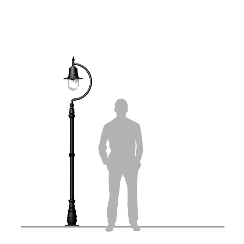 Vintage tear drop lamp post in cast iron and steel 2.5m (H507)