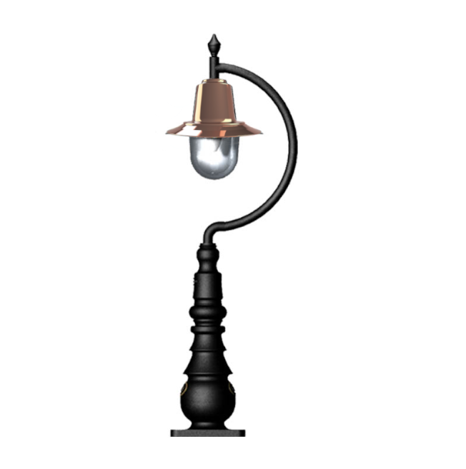 Vintage tear drop pedestal light in copper and cast iron 0.82m (H509C)