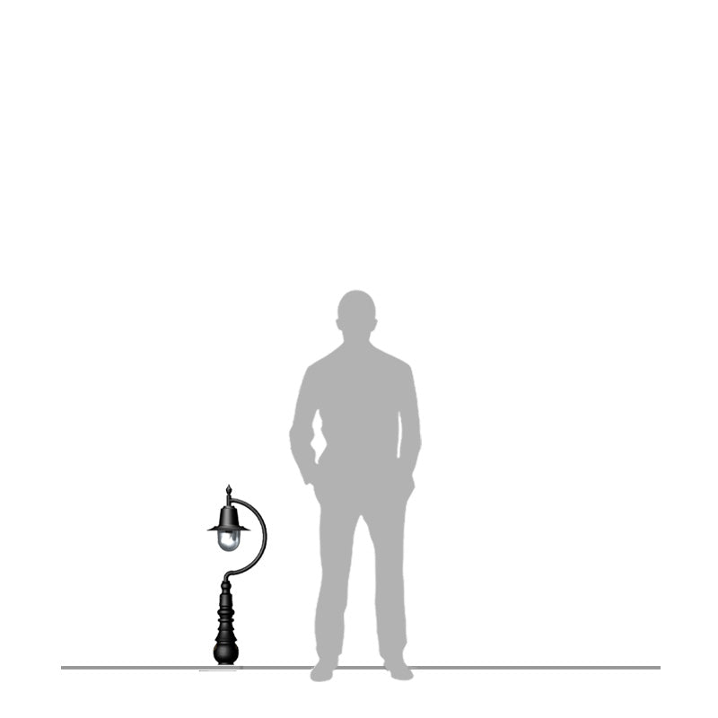 Vintage tear drop pedestal light in cast iron and steel 0.82m (H509)