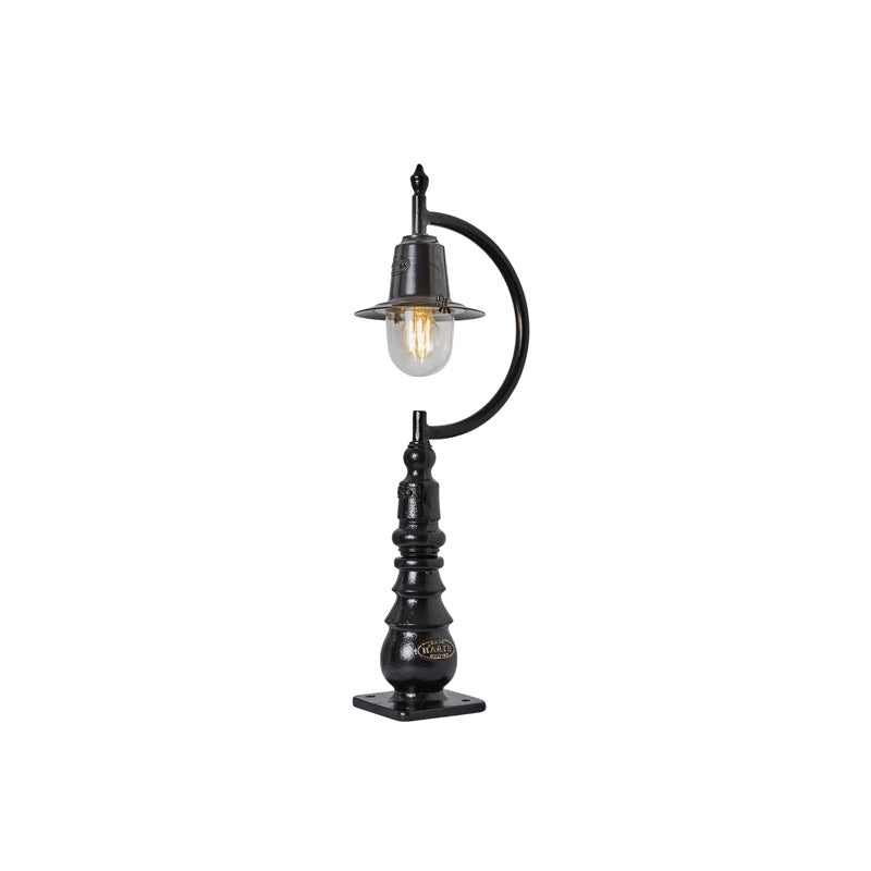 Vintage tear drop pedestal light in cast iron and steel 0.82m (H509)
