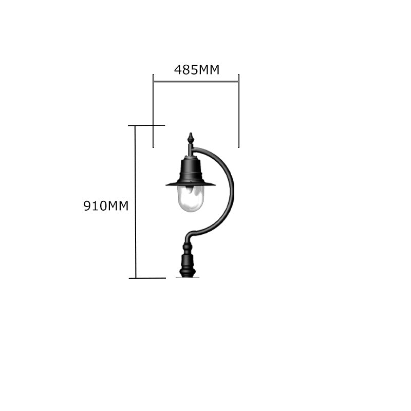 Vintage tear drop pier light in cast iron and steel 0.91m (H553)